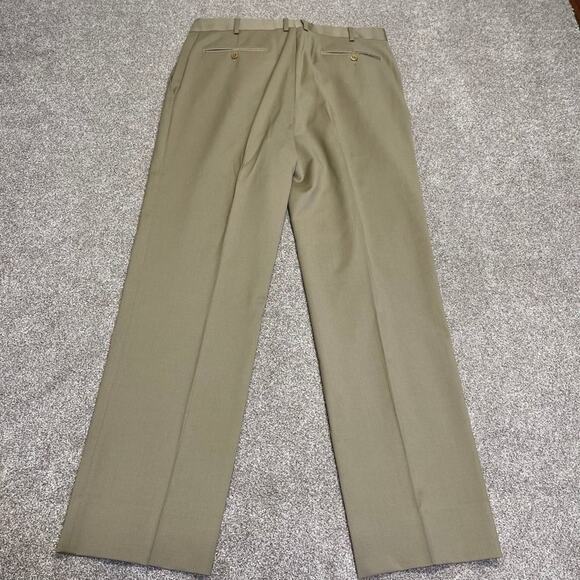Zanella Italian Mens Dress Trousers 38 Wool Beige Pleated Formal Business Pants - Picture 3 of 12